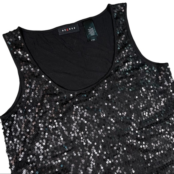 Axcess size medium black with sequins on front, solid black on back tank top - Picture 7 of 15